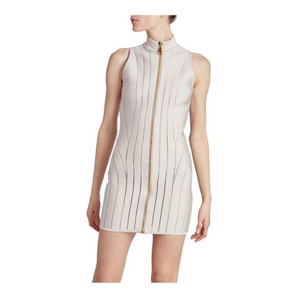 BALMAIN Sleeveless Zip Front Light Rose Minidress Size 10 (42) NWD - Picture 1 of 15